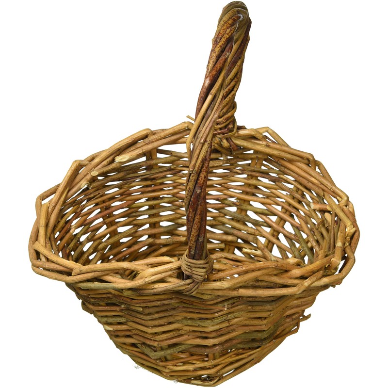 Murataya Sangyo Willow Basket Small with Leather 5213 Width 7.9