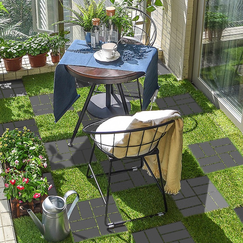 Goovilla Plastic Interlocking Deck Tiles, 9 Pack Outdoor Patio Flooring,