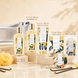 Gifts for Women, Spa Luxetique Spa Gift Baskets for Women, 8 Pcs Vanilla Bath Gift Sets, Vanilla Gift Baskets, Christmas Gifts