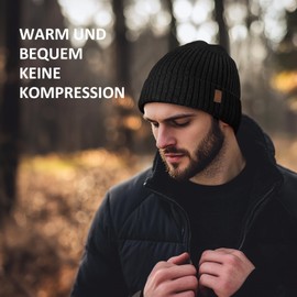 Unisex Winter Hat Men Women Warm Hat Men's Winter Knitted Hats for Men, Hood Men's Winter Hats Men, Outdoor Hat Ski Hat Men's Winter Cap Gifts for Men Christmas, Style2-Black