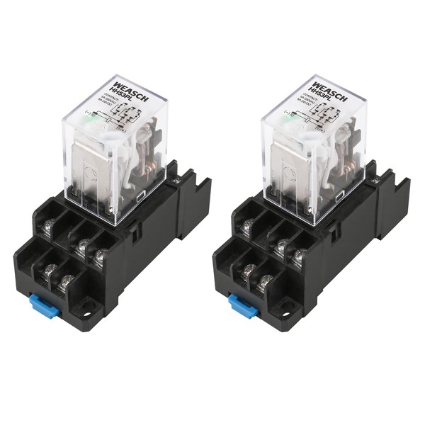 Weasch 2Pcs Electromagnetic Power Relay, HH53PL, DC 12V Coil, 3P3T
