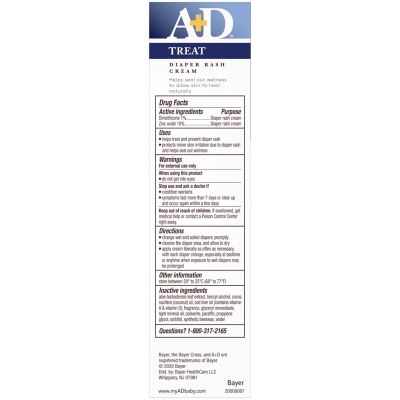 A+D Diaper Rash Cream, Dimethicone Zinc Oxide Cream - 4