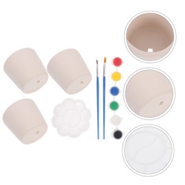 SEWACC Small Blank Vase Set for DIY Hand Painting Craft Kit with Ceramic Pots Painting Tools for Home Office Garden Decoration