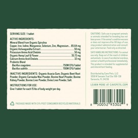 Cave Pets, Super Chomp Tablets, Dog Probiotic Supplement for Digestive Health and Natural Relaxation, Multi-Glandular & Hemp, 60 Tablets