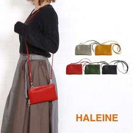 HALEINE Women's Genuine Leather Wallet Pochette 2-Way 3-Way Bag, metallic