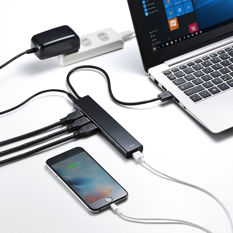 Sanwa Supply USB Hub 7-Port with Rapid Charging Port (2.1A
