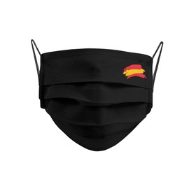 Cencibel Smart Casual Maske mit spanischer Flagge auf schwarzem Hintergrund, Schwarz , One size