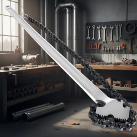 Carbon Steel Chain Pipe Wrench Metric 24-Inch 6.7-Inch Diameter Capacity Adjustable Jaw Industrial Grade Manual OperationDefault: Default