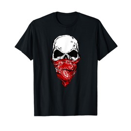 Fearless Skeleton Skull Head Red Bandana Face Mask T-Shirt T-Shirt