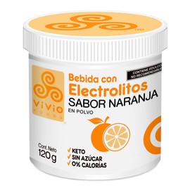 Vivio Foods, Electrolitos en Polvo Sabor Naranja 120 gr