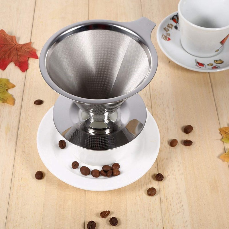 1pc Stainless Steel Cone Filter, Pour Over Coffee Dripper Coffee