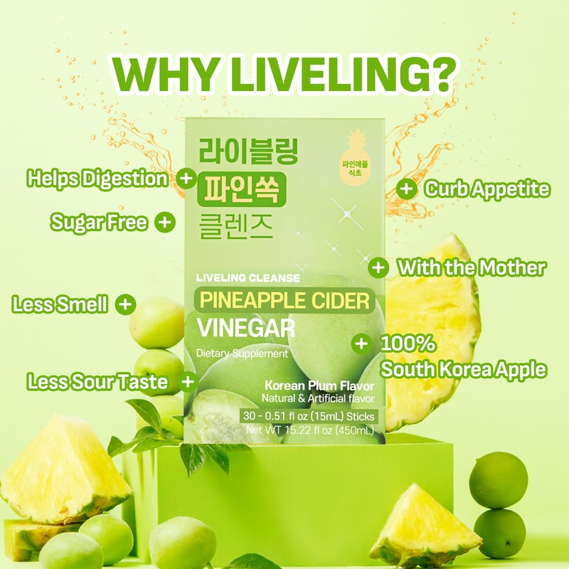 [Liveling] Pineapple Cider Vinegar Drink Stick & 3-in-1 Shot with