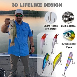 Fishing Lures Kit, 323PCS Tackle Box with Tackle Included, Fishing Tackle Kit Including Crankbait/Soft Worm/Spinner/Spoon/Topwater, Hooks for Bass/Trout/Salmon in Freshwater and Saltwater