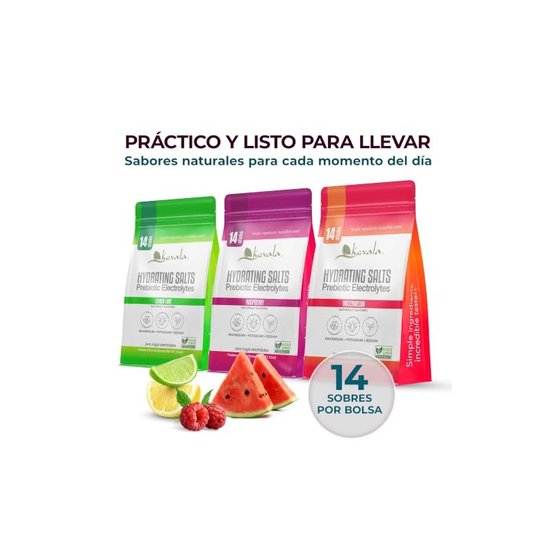 Kevala Electrolitos Sin Azúcar | Vitamina C y Prebióticos |