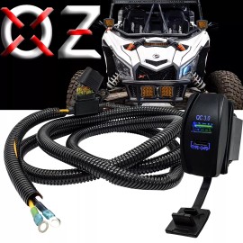 OZ-USA 6' Power Wire Dual USB Port QC 3.0 USB C PD fits Can-Am X3 RS Defender Commander