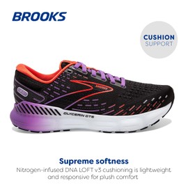 Brooks Women's Glycerin GTS 20 Supportive Running Shoe - Black/Bellflower/Fiesta - 5.5 Medium