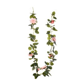 SUQ I OME 1Pack Artifi cial Pink Dahlia and Rose Vine Flowers Plants for Wedding Home Garden Party Decoration