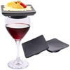 BambooMN Dual Use Bamboo Coasters/Wine Glass Topper, 4" - Vertical