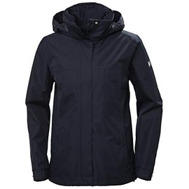 Helly-Hansen Women's Aden Waterproof Windproof Breathable Packable Hood Rain Coat Jacket, 597 Navy, Small