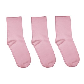 Rambutan Kids (3 Pack) Comfort Seam Plain Color Rayon derived from Bamboo School Socks (13-2, Pink)