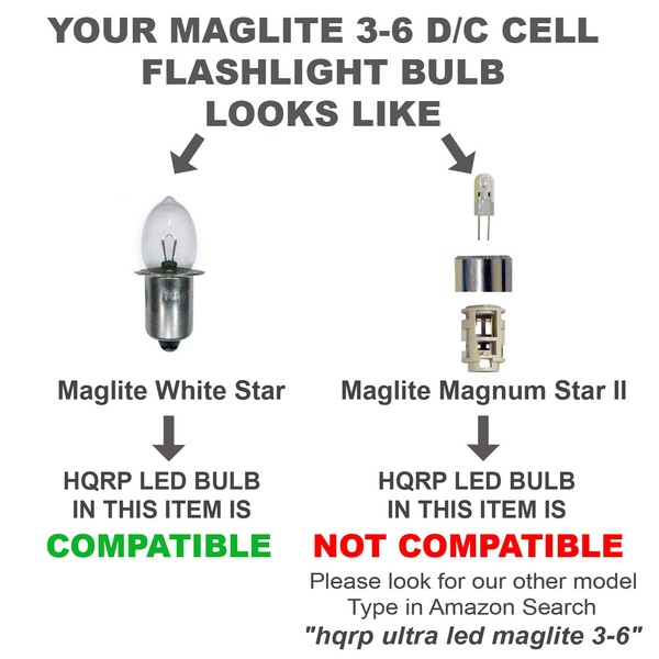 HQRP High Power Bulb 2-Pack Compatible with Mag-Lite 3-4-5-6 D/C Cell Torch Flashlights, Maglite 3D 4D 5D 6D / 3C 4C 5C 6CCell MagLight Halogen / D30113730000
