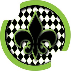 Thirstystone Fleur de Lis Harlequin Car Cup Holder Coaster, 2-Pack