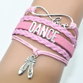 Vikitoriously Dance Bracelet Dancing Infinity love Belly Ballroom Just Dance Charm Bracelet For Adult Dancer, Dance Mom, Dance Teacher, Dance Lovers (Pink)