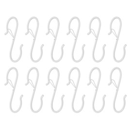 HARFINGTON 12pcs S Hooks 3.5 Inch S-Shaped Metal Hook Hanger with Safety Buckle for Hanging Plants Clothes Pots and Pans Kitchen Utensil Bags, White