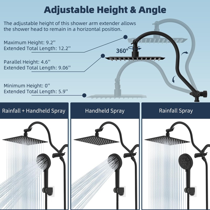 Hibbent All Metal CUPC Certified Shower Head, 8'' High Pressure