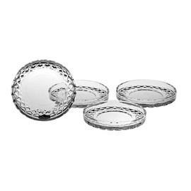 Barski European Crafted Cut Crystal Coasters, 4.25" Diameter, Manufactured in Europe, Set of 4