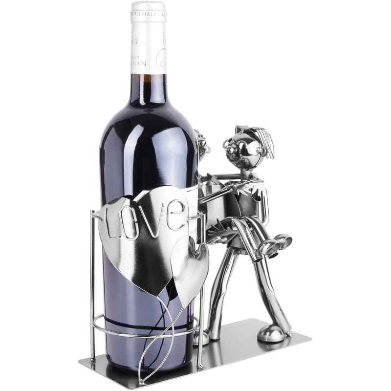 BRUBAKER Flaschenhalter Liebespaar Metall Skulptur Geschenk mit Geschenkkarte