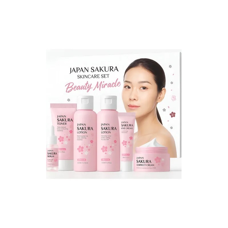Set Skincare Japan Sakura 6 Pzs Piel Joven Y Radiante