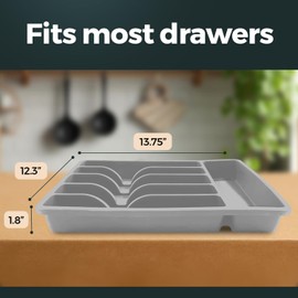 Pantrymade Silicone Silverware Drawer Organizer – Non-Slip Utensil Holder for Kitchen Drawers | Cutlery Tray for Forks, Knives, Spoons & More | Durable, BPA-Free, Easy to Clean – Gray