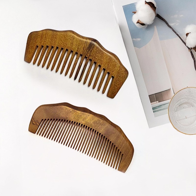 Pack of 2 Sandalwood Combs, Handmade Sandalwood Comb, Antistatic Wooden