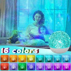 NaiTerpol Galaxy Projector,Star Projector,Round Dynamic Wave Night Light with 16 Colors Remote Control,Sensory Light for Room Decoration,Party,Holiday [Energy Class A]