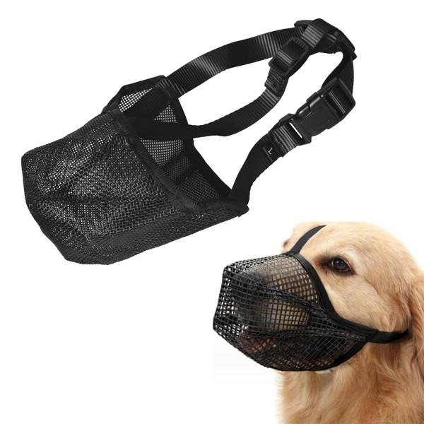 Professional Dog Muzzle, Breathable and Adjustable Mesh Muzzle for Large