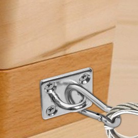 ZOYUBS Pad Eye Plate Square Pad Eye Square Eye Plate Stainless Loop Matching Screws Wall-Mounted Pad Eye for Ceiling Hanging 304 Stainless Steel Stainless Steel Loop Hook Eye Durable Wall/Ceiling Mount Hook Ceiling Hook U-Shaped Fixed Hardware Hardware C