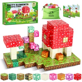 Kid Odyssey Magnetic Blocks - Magnetic Building Toys, Build My Magic Mushroom World Set with STEM Magnet Blocks, Creative and Imaginative Playset for Kids