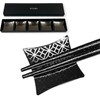 Chopsticks Rest, Pure Copper, Set of 5, Black, Japanese Pattern,