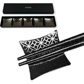 Chopsticks Rest, Pure Copper, Set of 5, Black, Japanese Pattern, Japanese Dinnerware, Luxury Tableware, Cutlery Rest, Japanese Style, Modern, Stylish, Made in Japan