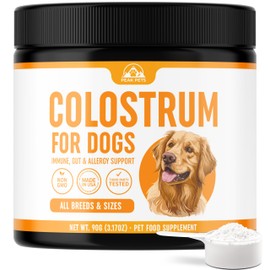 Peak Pets Bovine Colostrum for Dogs (90g) Raw Colostrum Powder for All Ages, Breeds & Sizes - Immune, Allergy, Skin & Itch Support - 20% Immunoglobulins - Non GMO, Third Party Tested, USA Made - 3.17oz
