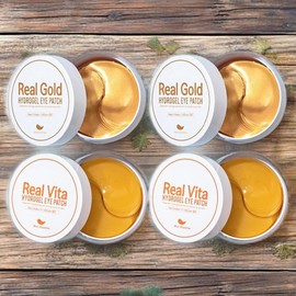 Pretty Eye Patch Effect Eye Mask Real Hydrogel Eye Patch Gold 60p + Vita 60p Set of 2 / 프레티 아이 패치 효과 아이 마스크 리얼 하이드로겔 아이패치 골드 60p + 비타 60p 세트 2개