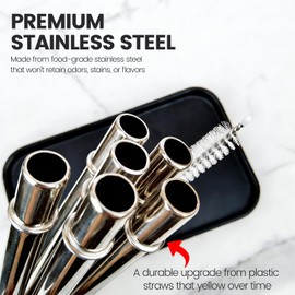 MIMORE Straws for YETI - 6 PCS 10.6" Metal Straws Resuable Compatible with YETI Straw Replacement 35 oz 42 oz