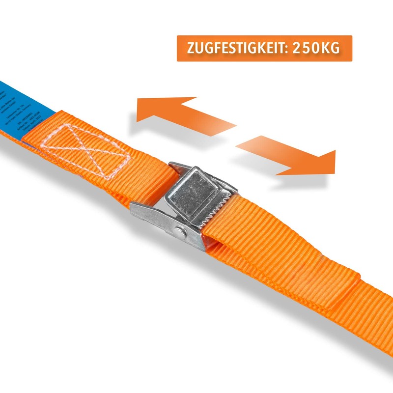 Alubox Lashing Strap with Clamping Lock 25 mm Wide Orange