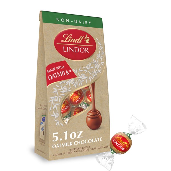 Lindt LINDOR OatMilk Chocolate Candy Truffles, Non-Dairy Chocolate Truffles with