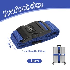 Jisrcha Suitcase Strap with Combination Lock, 1 Piece Suitcase Strap with Lock, Adjustable Suitcase Straps, Colourful Eye-catching with Luggage Tag, Luggage Strap for 20 - 32 Inch Suitcase (Blue)