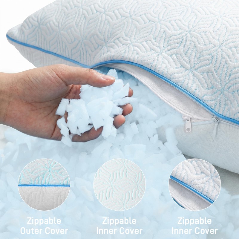Cooling Pillows Queen Size 1 Pack, Cooling Bed Pillows for
