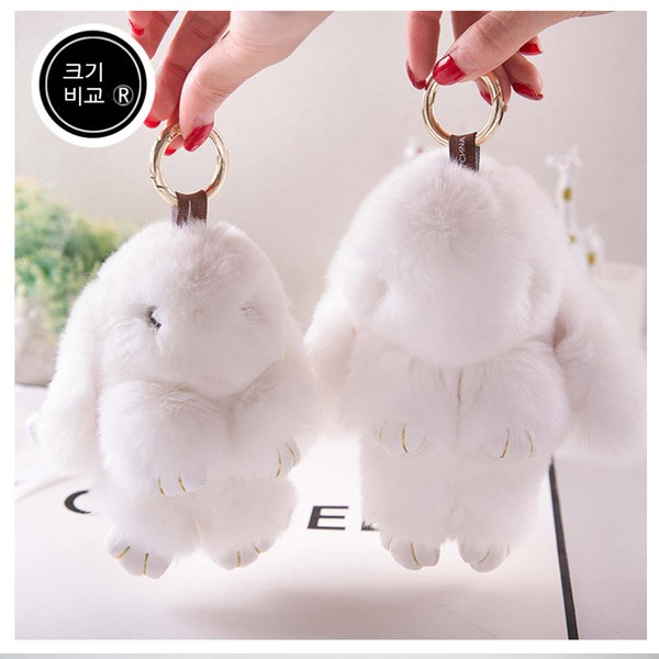 Real rabbit fur rabbit doll keychain key ring, rabbit fur