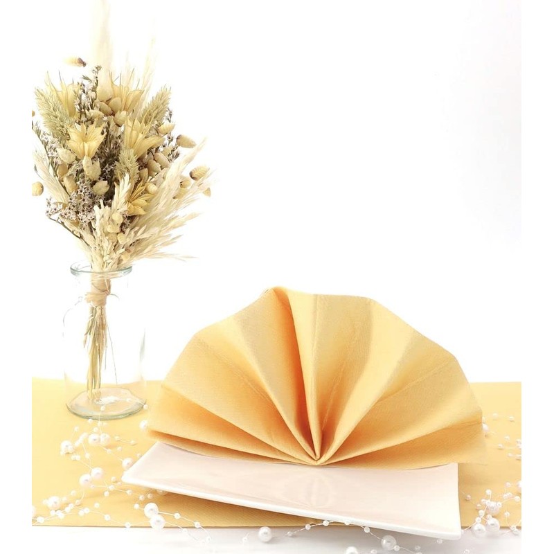 50 Apartina Napkins Fabric-Like Airlaid, Plain, Light Ochre Yellow, Size