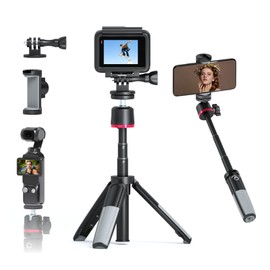 Mini Selfie Stick Action Camera Tripod Compatible with DJI OSMO Action 6/5Pro/4/Pocket 3 360 Gopro Hero 13/Max/MAX2, Insta 360 X5/X4/X3 Extendable Handheld Tabletop Stand for Vlogging